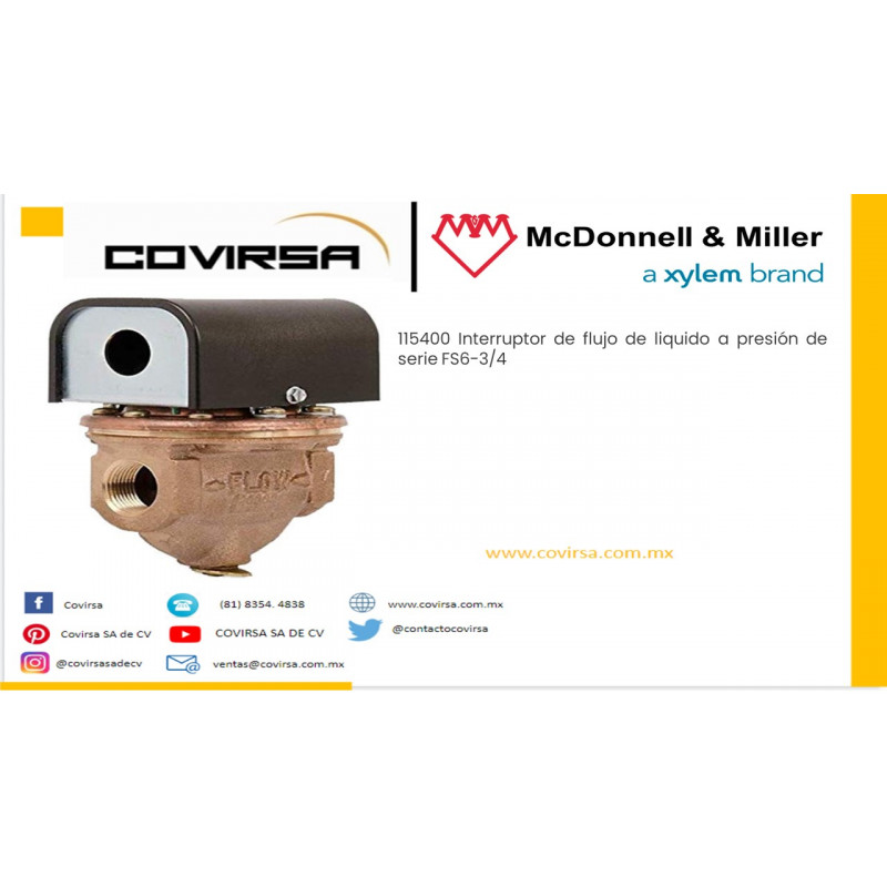 115400 Interruptor de flujo de liquido a presión de serie FS6-3/4